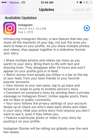 обновление историй приложения instagram