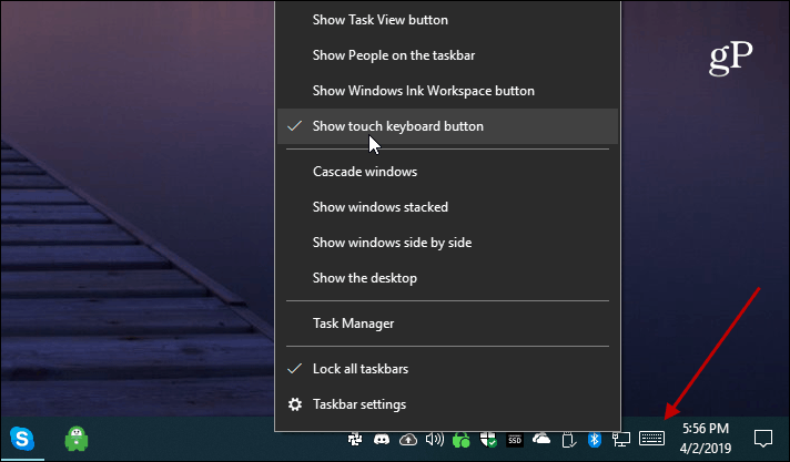 Windows 10 Показать сенсорную кнопку клавиатуры