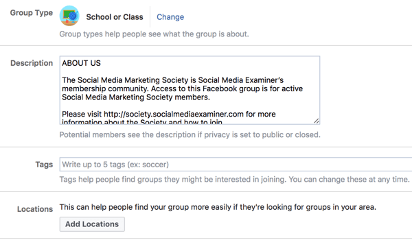 Предоставьте дополнительную информацию о своей группе в Facebook, чтобы людям было легче ее обнаружить.