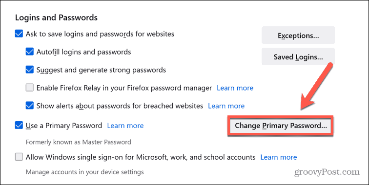 файрфокс сменить пароль