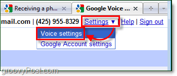 перейти к настройкам Google Voice