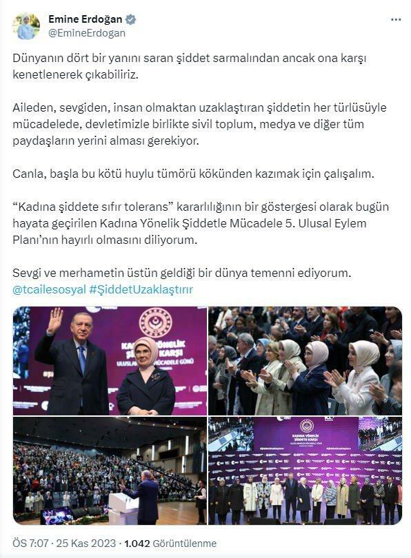 Первая леди Эрдоган рассказала о Дне насилия в отношении женщин