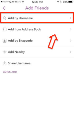 Snapchat добавить по имени пользователя
