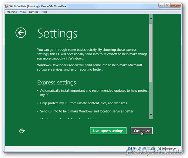 VirtualBox Windows 8 экспресс или настроить настройки
