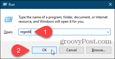 Откройте редактор реестра с помощью диалогового окна «Выполнить» в Windows