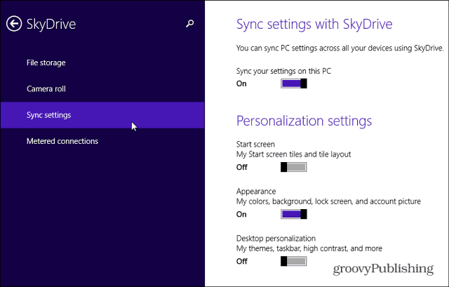 Настройки SkyDrive Sync
