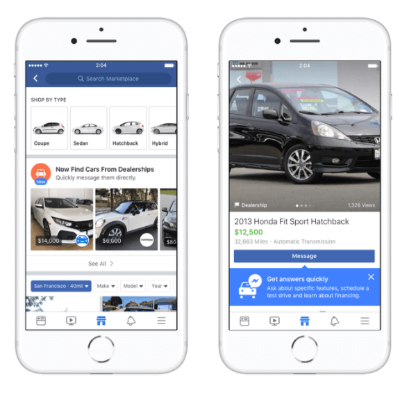 Facebook Marketplace сотрудничает с лидерами автомобильной промышленности Edmunds, Cars.com, Auction123 и другими, чтобы упростить покупку автомобилей для покупателей в США.