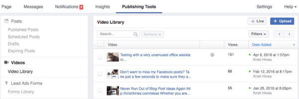 инструменты публикации facebook видео