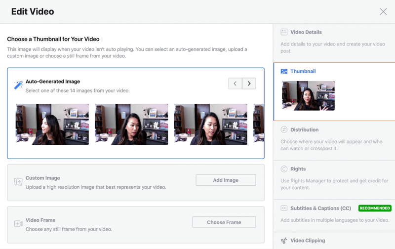 facebook live stream опция редактирования видео с выбором автоматически созданного эскиза