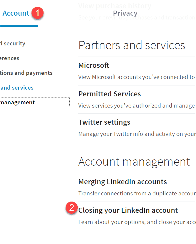 Delete-LinkedIn-управления учетными записями