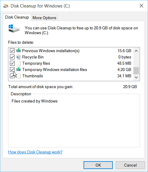 Очистка диска Windows 10