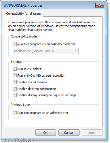Как настроить параметры совместимости для всех пользователей Windows 7