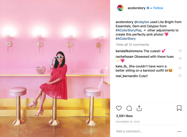 Создайте цветную историю в Instagram, шаг 7, показывая готовый пост.