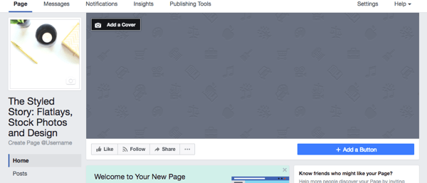 Загрузите изображение своего профиля на новую бизнес-страницу Facebook.