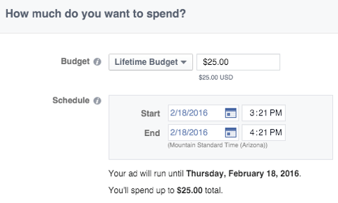 функция бюджета рекламы в facebook