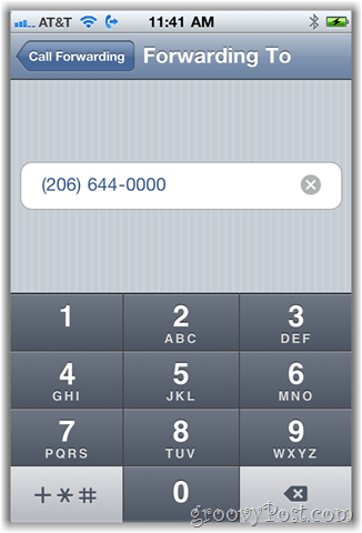 снимок экрана для переадресации звонков iphone