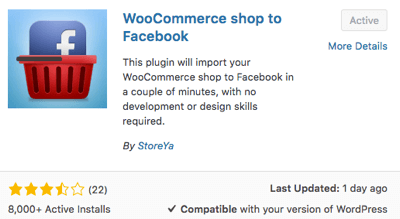 Выберите и активируйте плагин WooCommerce Shop to Facebook.