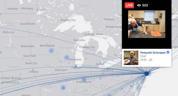 Карта Facebook Live позволяет пользователям легко находить прямые видеотрансляции по всему миру.
