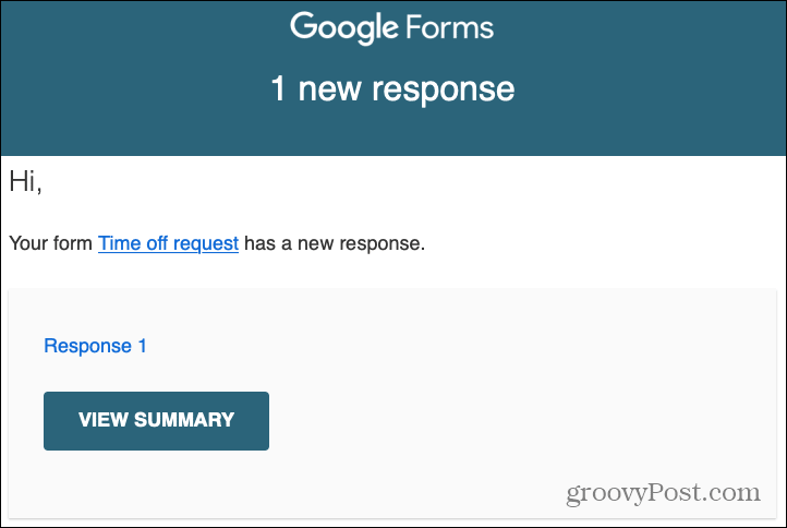 Оповещение об ответах Google Forms по электронной почте
