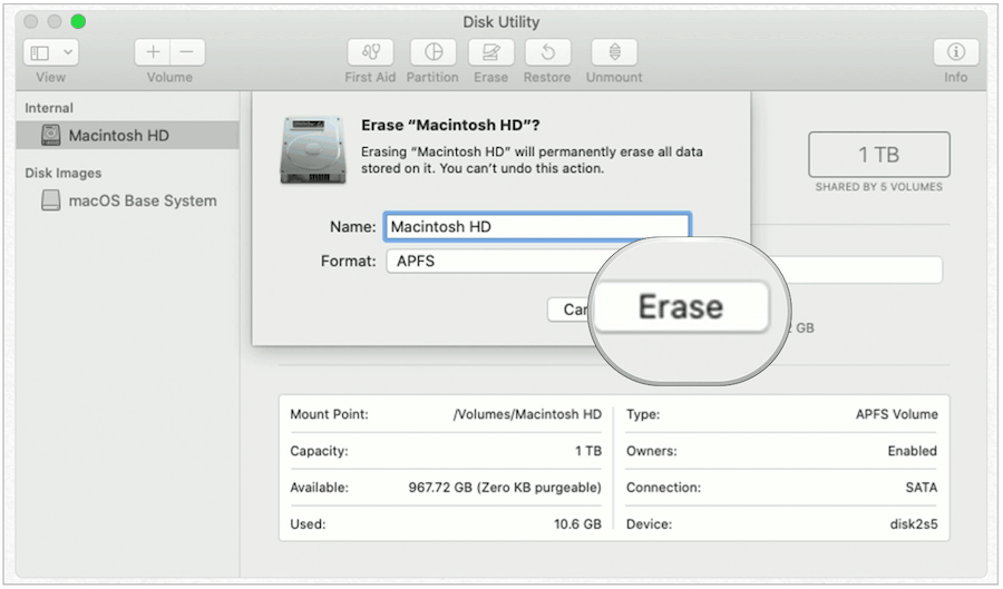 Стереть Mac диск