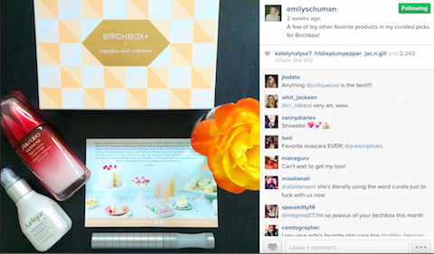 Эмили Шуман birchbox instagram post