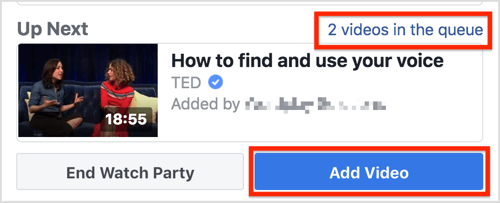 Нажмите «Добавить видео», чтобы добавить больше видео в группу просмотра Facebook.
