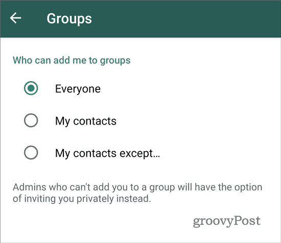 WhatsApp перестать добавлять в группы всех (2)