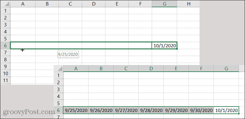 Дата автозаполнения Excel назад