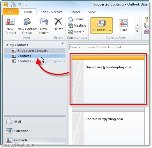 Как найти и добавить несохраненные контакты Outlook 2010