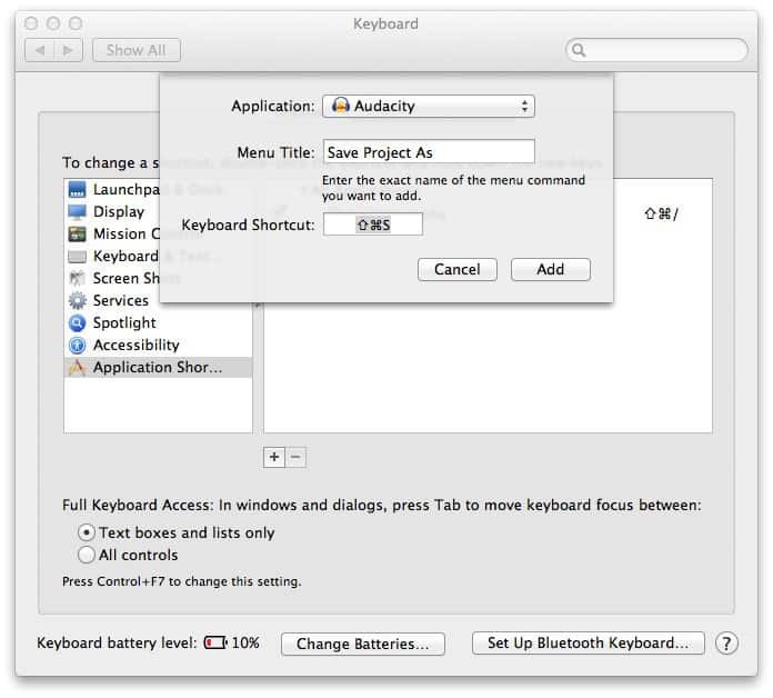 Как создать сочетание клавиш в любой программе Mac OS X