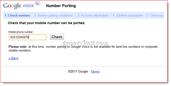 Номер телефона Google Voice Port