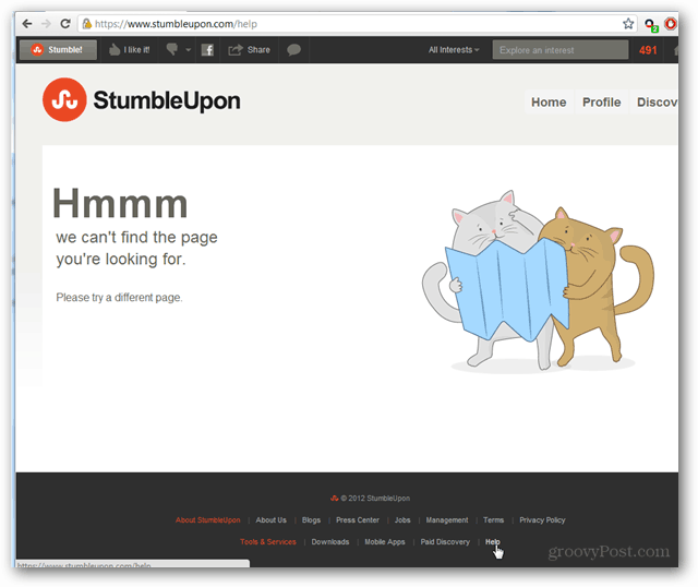 Справочный центр Stumbleupon не найден