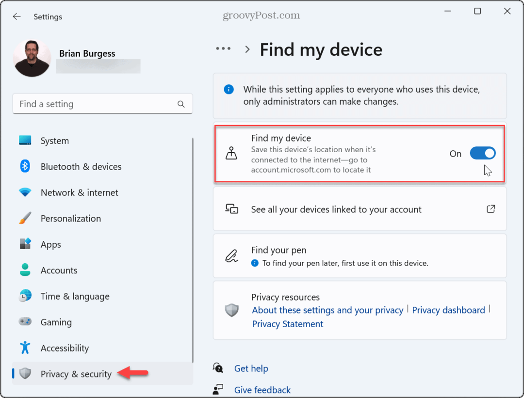 Как включить функцию «Найти мое устройство» в Windows 11