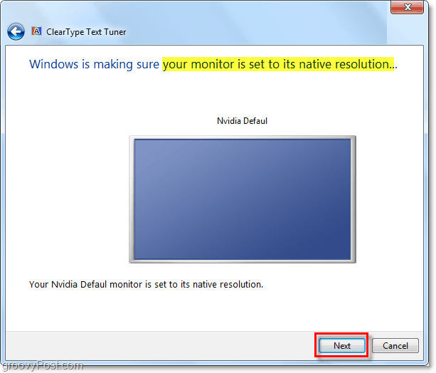 убедитесь, что ваш монитор Windows 7 установлен на собственное разрешение