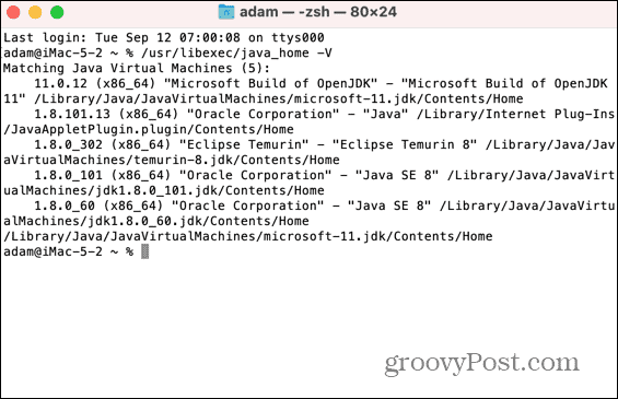 Mac список установленных Java JDKS