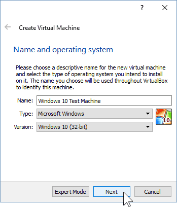 02 Назовите новую виртуальную машину (Windows 10 Install)