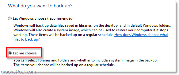 Windows 7 Backup - выберите, какие папки вы хотите сделать резервную копию
