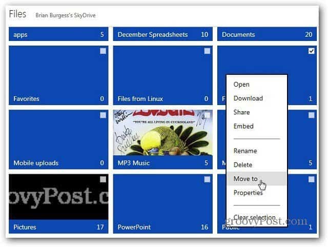 Как переместить папки в Windows SkyDrive