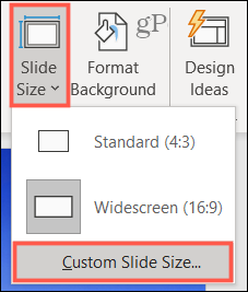 Нажмите "Размер слайда", "Пользовательский размер слайда"
