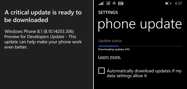 Обновление Windows Phone