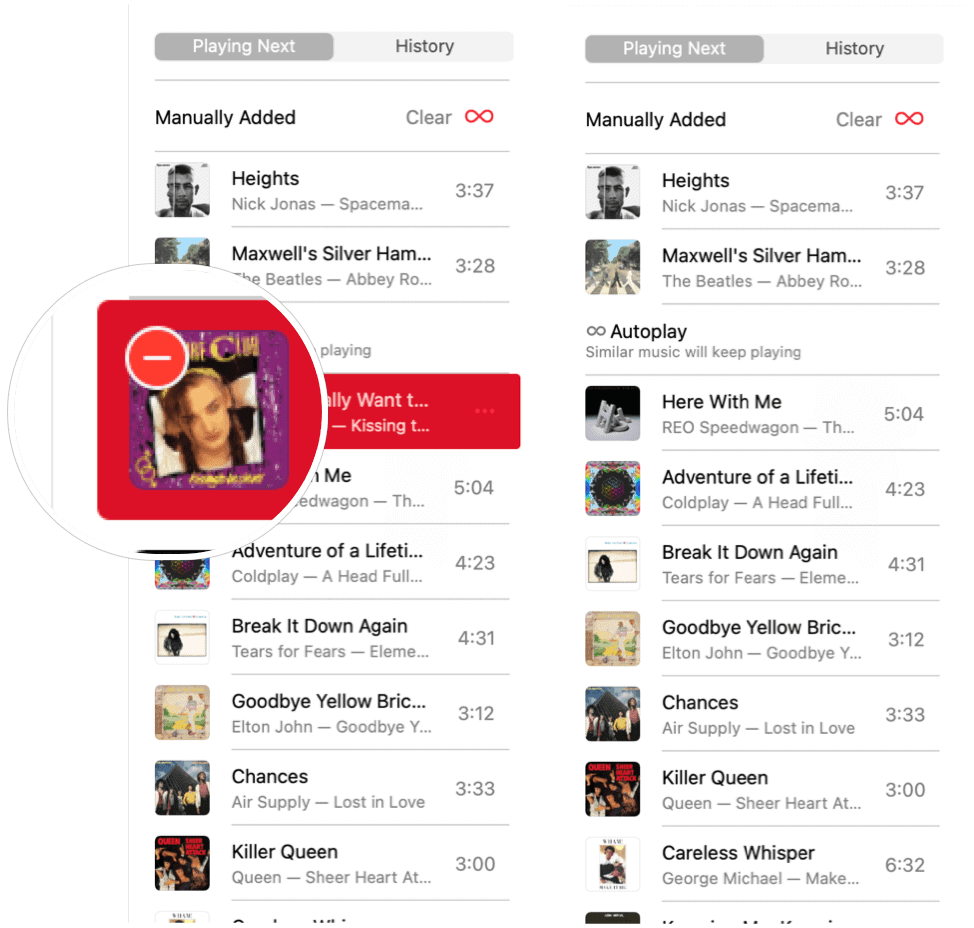 Apple Music Autoplay удалить песню