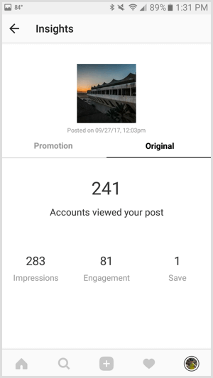 Статистика публикаций в Instagram
