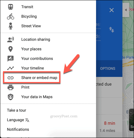 Создание ссылки для совместного использования Google Maps