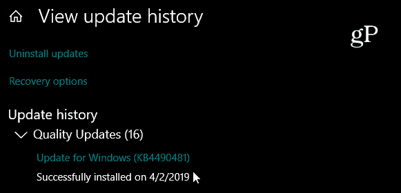 Накопительное обновление для Windows 10 KB4490481