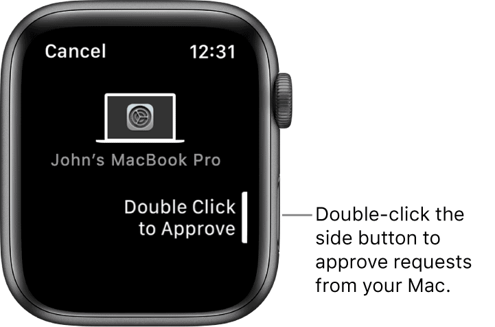Запрос на одобрение Apple Watch на Mac
