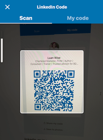 Экран кода в мобильном приложении LinkedIn