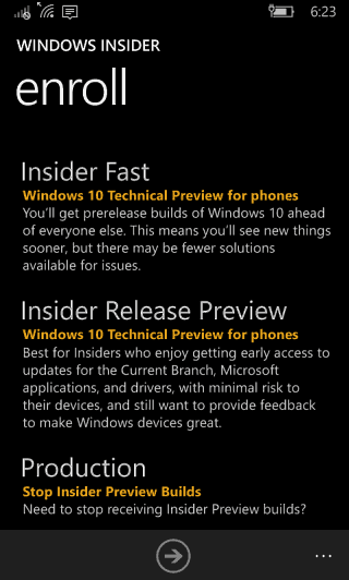 Windows 10 Mobile Insider Release Предварительный просмотр