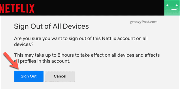 Выйти из всех устройств на Netflix