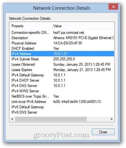 Windows 8 Media Access Control (MAC) адрес