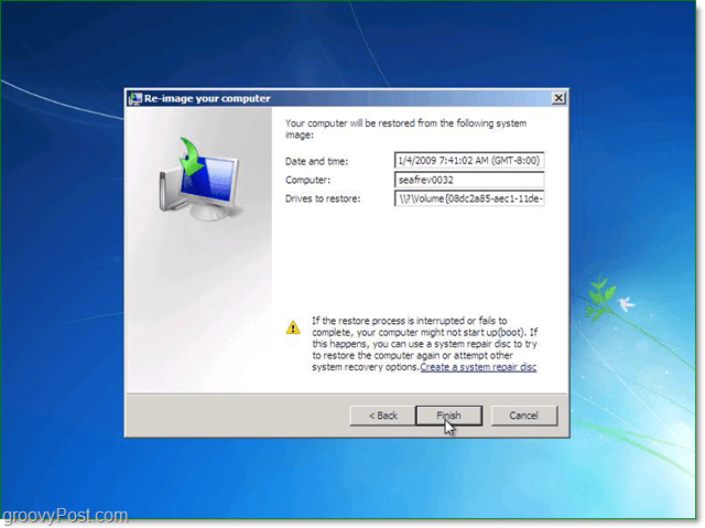 убедитесь, что ваш системный образ Windows 7 правильный